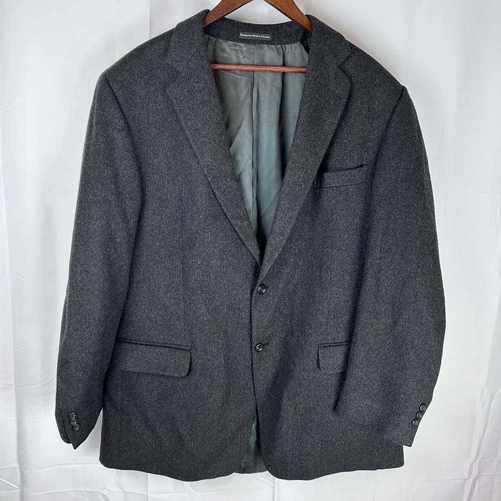 Men's Pronto-Uomo Gray Cashmere Two Button‎ Sportscoat - Size 46 Long *Hole